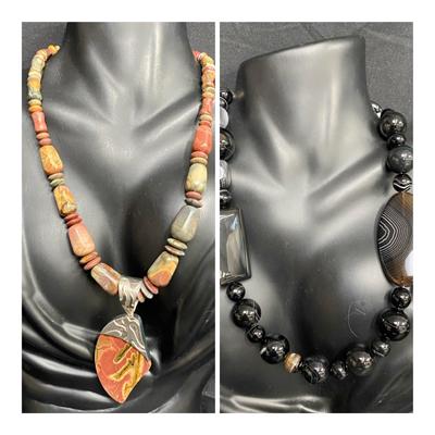 Jay King / Lace Agate, Stone & Sterling Necklaces