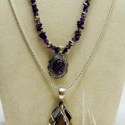 Carolyn Pollack Sterling Sugilite & Multi-stone Pendant