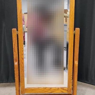 Large Wooden Tilted Floor Mirror