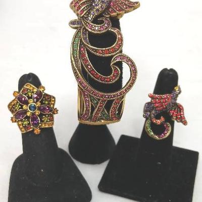 Heidi Daus Swarovski Bird Bracelet + Swarovski Rings