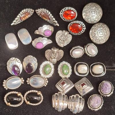 15 Vintage Sterling Silver / 925 Clip On Earrings