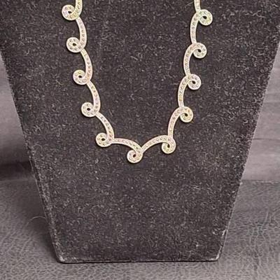 Vintage Sterling Silver Marcasite Necklace, 2 Clip On Earrings, 2 Bangles, & A Ring