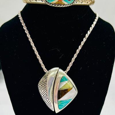 Carolyn Pollack Sterling Meeting Pendant & Cuff