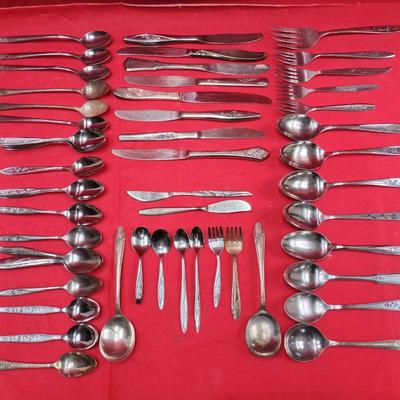 60pc Mixed Trailing Rose Flatware Set