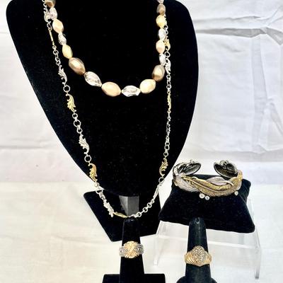 Sterling Silver Necklaces, Rings And Cuff 