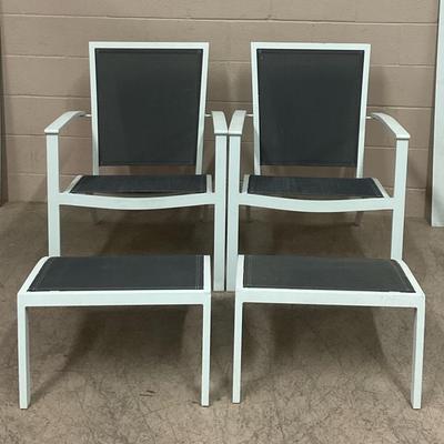 Sling Aluminum Patio Chairs W/ Footrests 