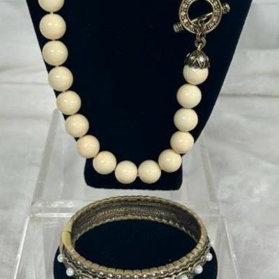 Heidi Daus Vintage-style Pearl / Bronze Jewelry Set