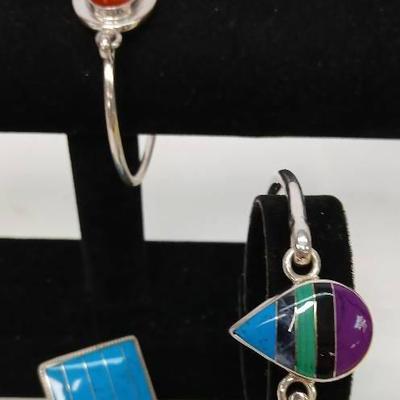 Sterling Silver Bracelets and Matching Pin