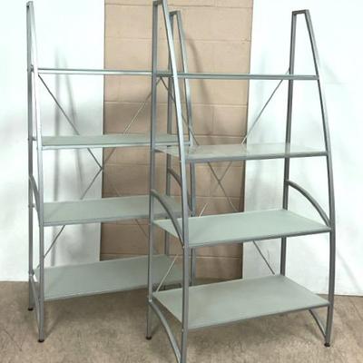 4-Tier Modern Glass/Metal Bookcases 