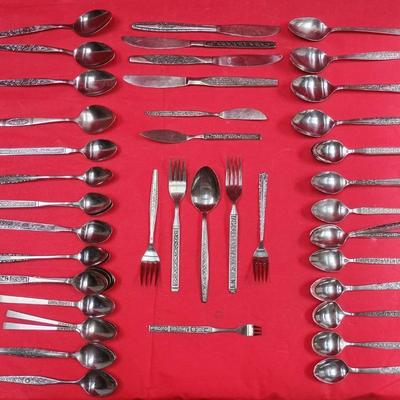 57pc Mixed Floral Flatware Set