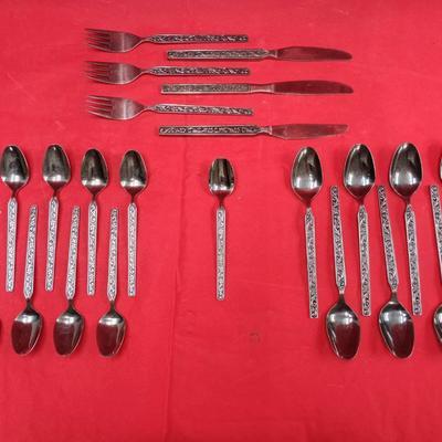 MCM 23pc Floral Scroll Stainless Steel Flatware