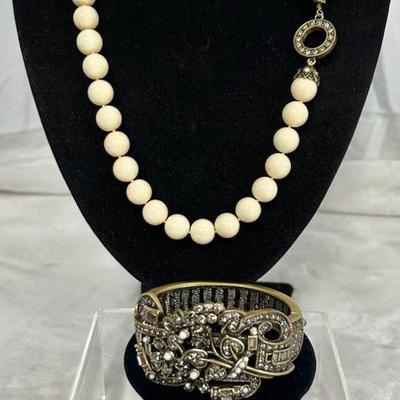 Heidi Daus Vintage-style Pearl Necklace, Bracelet, Two Beautiful Rings