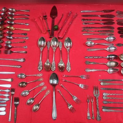 89pc Silverplate / Stainless Steel Specialty Flatware / Relish Forks, Demitasse & More