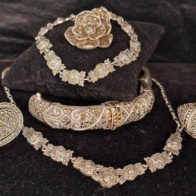 Vintage Sterling Silver Marcasite Jewelry