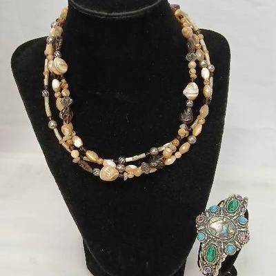 Carolyn Pollack 3 Strand Gemstone Sterling Necklace/ Sterling Bracelet