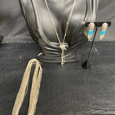 Carolyn Pollack Sterling Jewelry / Liquid Silver / Turquoise Earrings