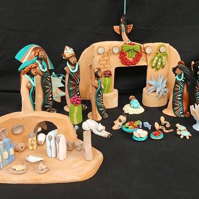 Large Sculptured Clay Nativity Scenes + Mystery Mini Nativity