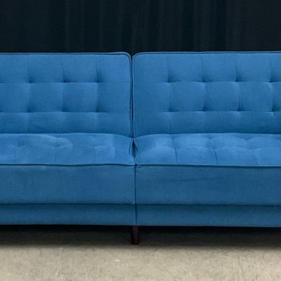 Blue Velvet Tufted Sleeper Sofa Bed