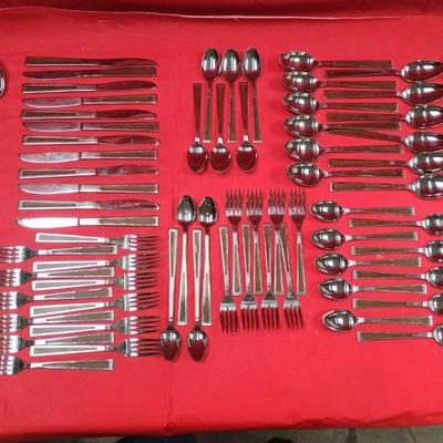64pc Stanley Roberts Pasadena Stainless Steel Inlay Flatware Set