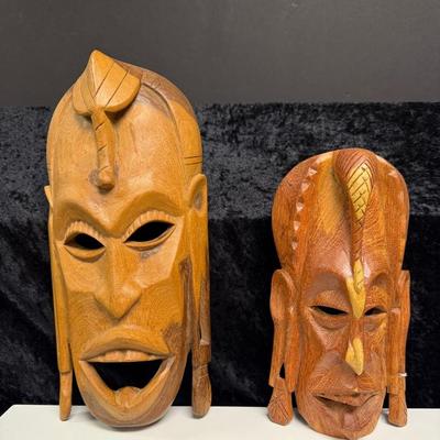 Vintage Wooden Tribal Tiki African Hand Carved Masks