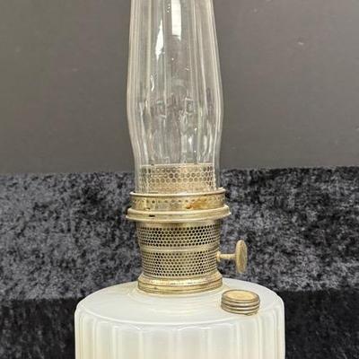 Antique Aladdin Pink And White Alacite Glass Oil Lamp