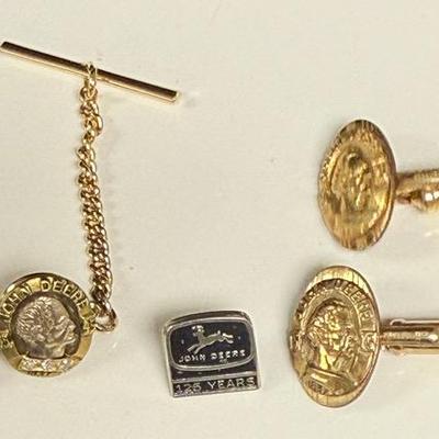 John Deere Tie Tac, Cuff Links. Pin