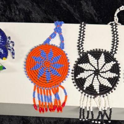 Beautiful Native American Style Beaded Necklaces And Beaded Butterfly and Spider   