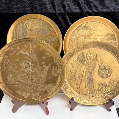 4 Wendell August Bronze Christmas Plates 2011-2014