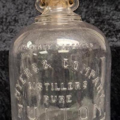 Antique Myers & Company Pure Fulton Straight Whiskey Gallon Glass Jug