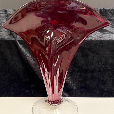 Blenko Art Glass Fan Vase Handcraft