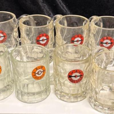 8 Vintage Clear Glass Steins 