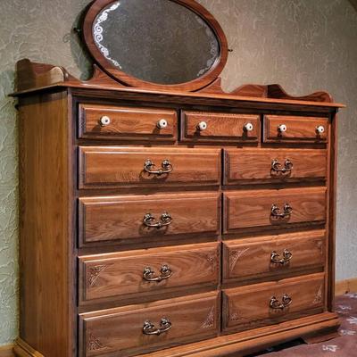Mid 20th Century Cal Shops Chest and Mirror