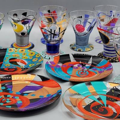 Signed Hopfinger Glasses and Plates