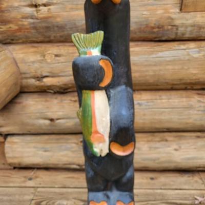Big Sky Carvers Black Bear Lou with Trout