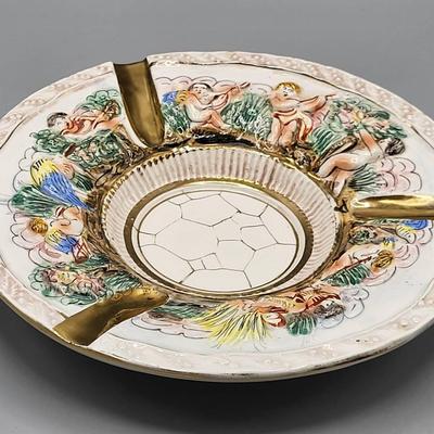 Capodimonte Italy Cherub Ceramic Trinket Dish