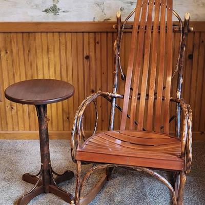 Amish Adirondack Style Rocking Chair and Table