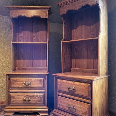 Night Stands with Lighted Hutches 