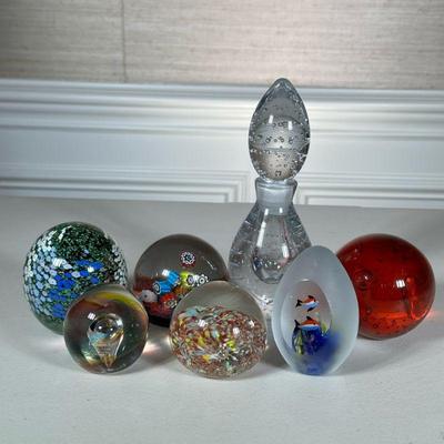 (7pc) GLASS PAPERWEIGHTS
