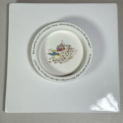 PETER RABBIT & QUARE DISH | One small Peter rabbit themed dish and one large square serving dish.
