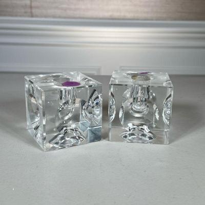 PAIR OF SQUARE CANDLE HOLDERS | h. 3 x w. 3 x l. 3 in.
