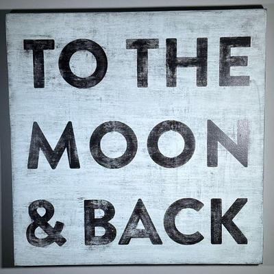 PAINTED WOOD ARTWORK | "To The Moon & Back" - h. 36 x w. 36 x d. 1.75 in.
