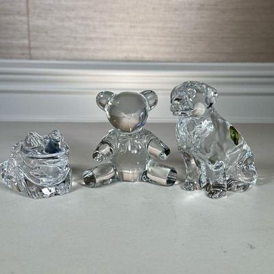 (3pc) WATERFORD & RALPH LAUREN CRYSTAL ANIMALS | Including: Waterford Crystal Labrador retriever, Waterford Crystal frog, and Ralph...