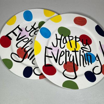 PAIR OF CELEBRATION PLATES | Plates with "Happy Everything" printed on
