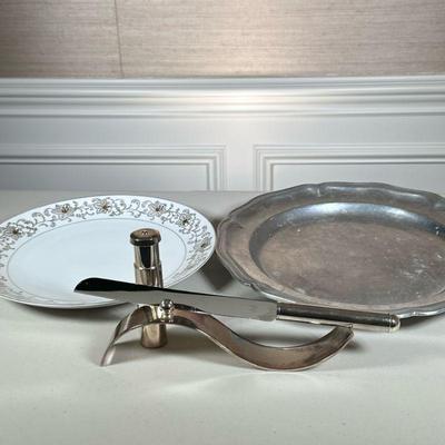 (4pc) CHALLAH KNIFE & SERVING DISH SET
