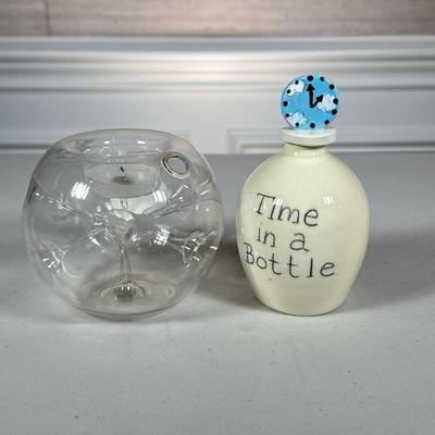 JAR AND TEA LIGHT HOLDER | Ceramic jar and glass tea light holder
