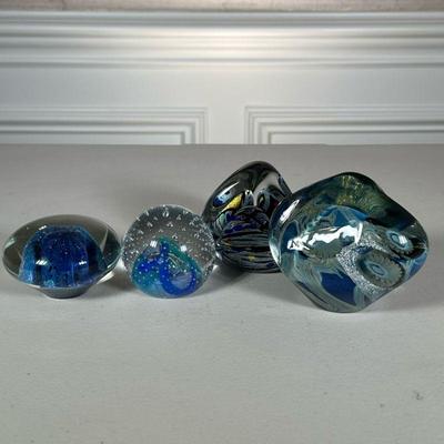 (4pc) SIGNED GLASS PAPERWEIGHTS
