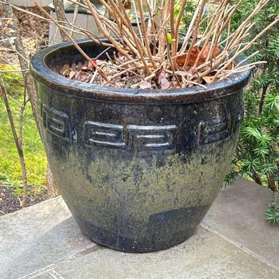 LARGE FANCY GLAZED PLANTER | h. 19.5 x dia. 22 in.
