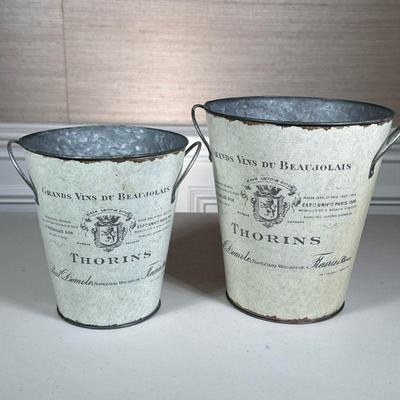 PAIR OF METAL BUCKETS | h. 9.5 in.
