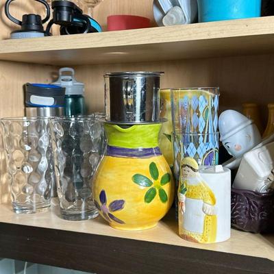 (20pc) VARIETY CUPS & BOTTLES | All in cabinet (bottom row)
