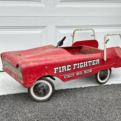 WINTAGE AMF PEDAL CAR OLNEY, IL | Marked firefighter unit number 508 AMF Inc. Olney, Illinois - h. 17.5 x w. 16.5 x l. 41 in.
